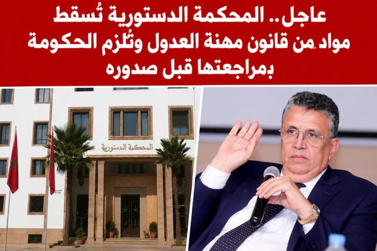 عاجل.. المحكمة الدستورية تُسقط مواد من قانون مهنة العدول وتُلزم الحكومة بمراجعتها قبل صدوره