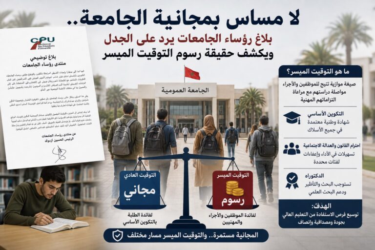 مساس بمجانية الجامعة.. بلاغ رؤساء الجامعات يرد على الجدل ويكشف حقيقة رسوم التوقيت الميسر